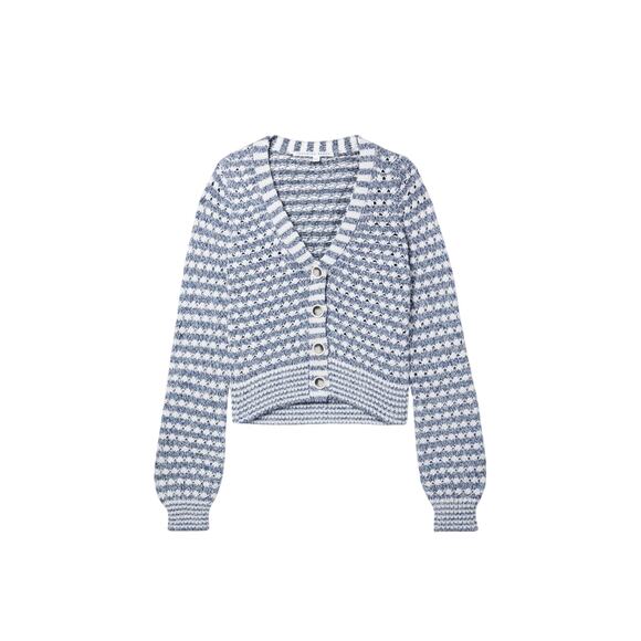 Veronica Beard 'Artura' Blue Cotton Open-Knit Cardigan Size S - Picture 1 of 4
